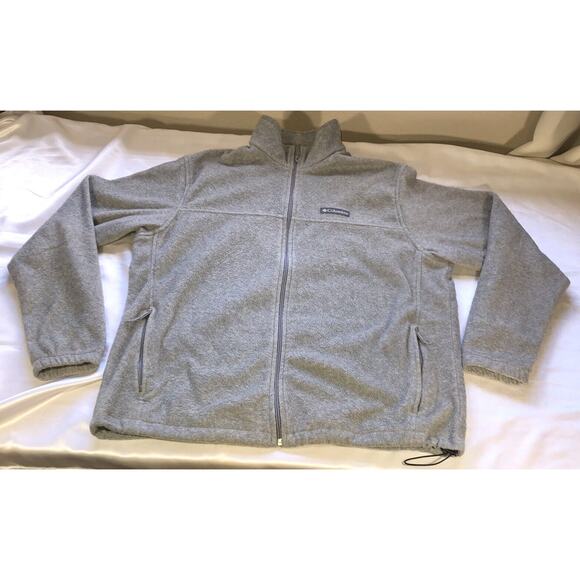 Columbia Fleece Full Zip Mock Neck Soft Gray Jacket Mens Size XL - Picture 1 of 9